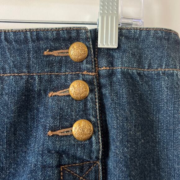 Vintage Ralph Lauren Jeans Co Dark Denim Gold Button Pencil Skirt Womens 8P - Picture 3 of 11